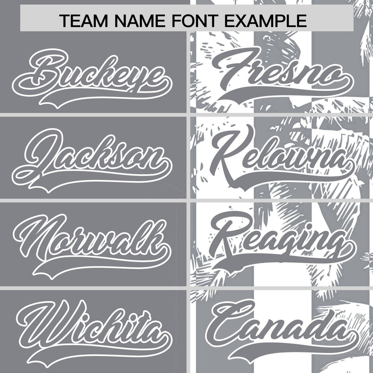 Custom Gray White Split Fashion Coconut Tree Design Authentic Baseball Jersey