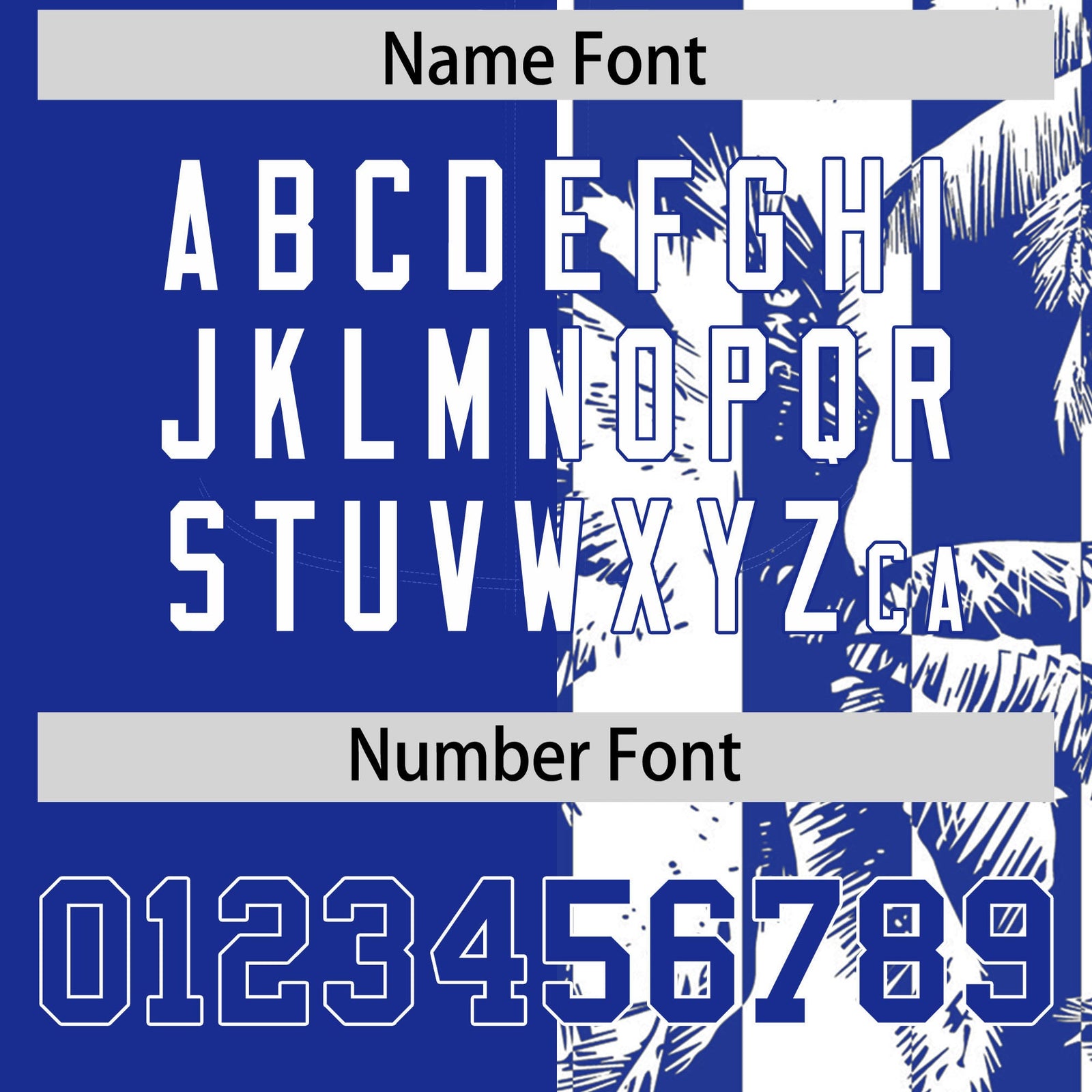 Custom Royal White Split Fashion Coconut Tree Design Authentic Baseball Jersey