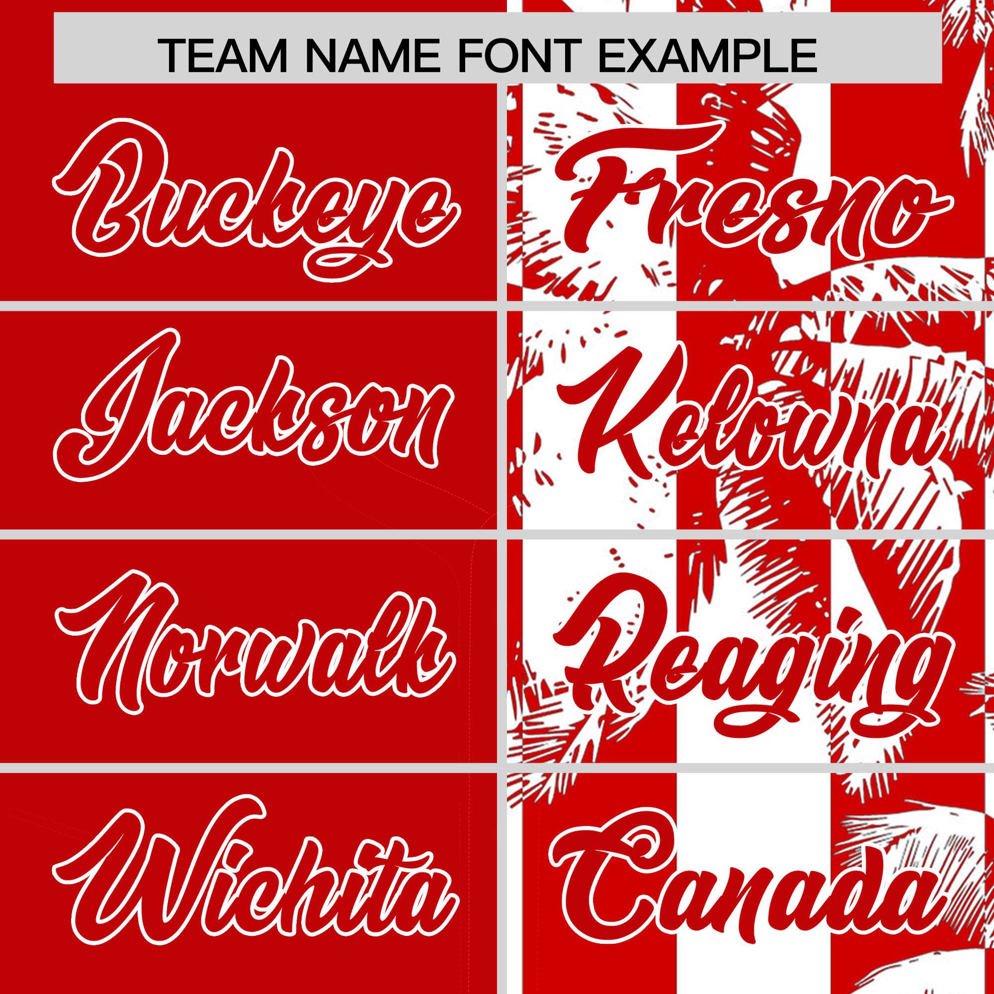 Custom Red White Split Fashion Coconut Tree Design Authentic Baseball Jersey