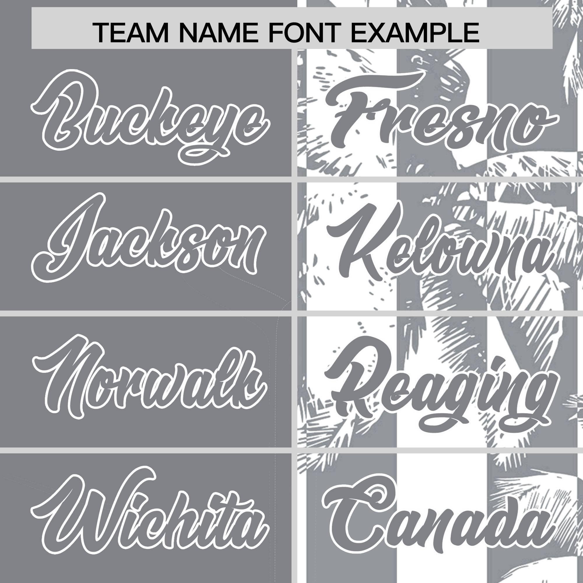 Custom Gray White Split Fashion Coconut Tree Design Authentic Baseball Jersey
