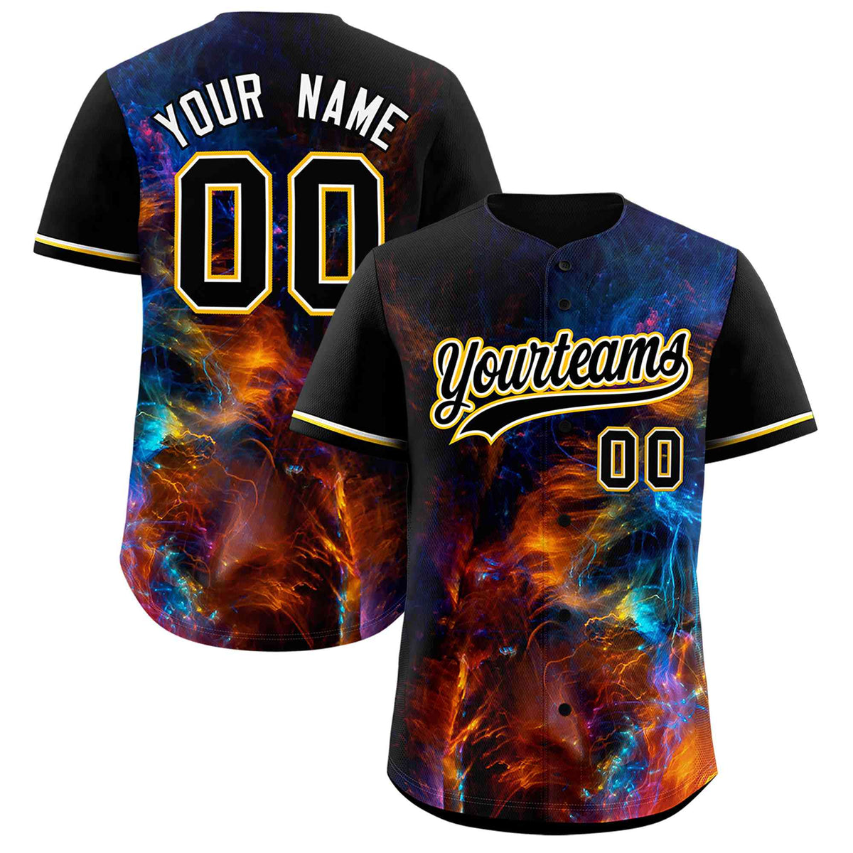 Custom Black Personalized Starburst Pattern Authentic Baseball Jersey
