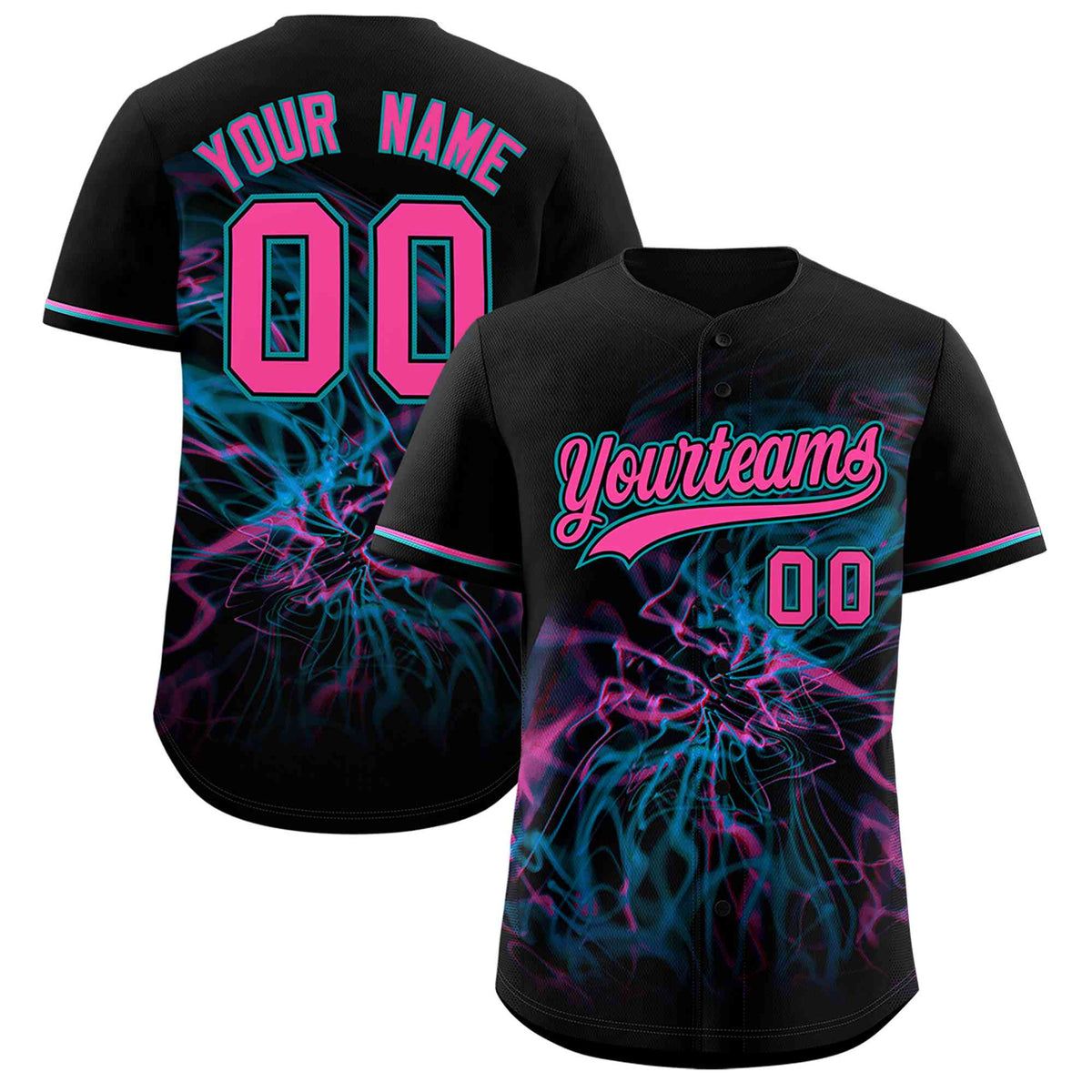 Custom Black Personalized Starburst Pattern Authentic Baseball Jersey