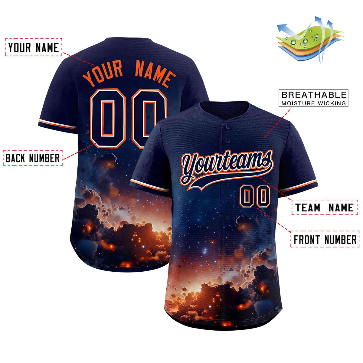 Custom Navy Personalized Starburst Pattern Authentic Baseball Jersey