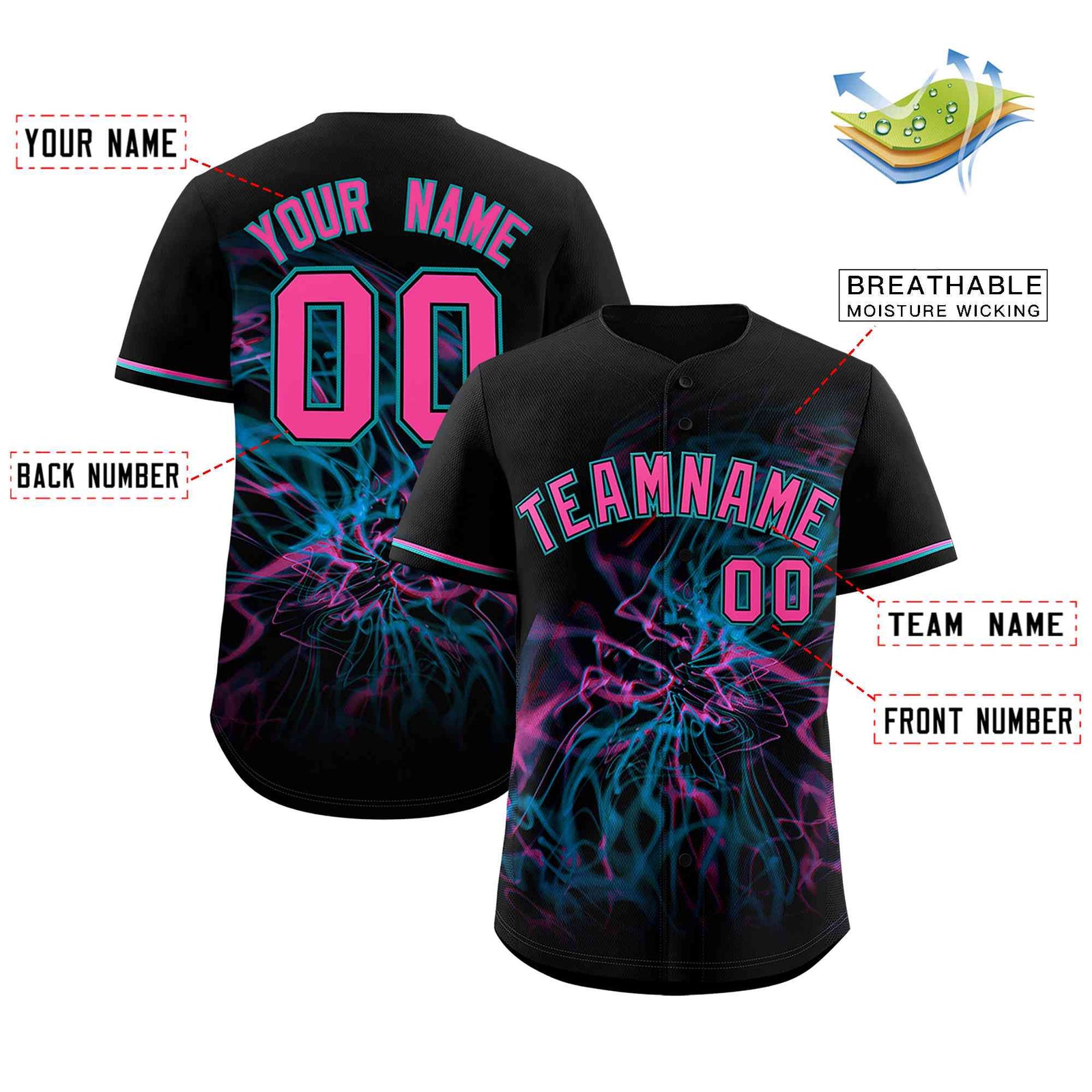 Custom Black Personalized Starburst Pattern Authentic Baseball Jersey