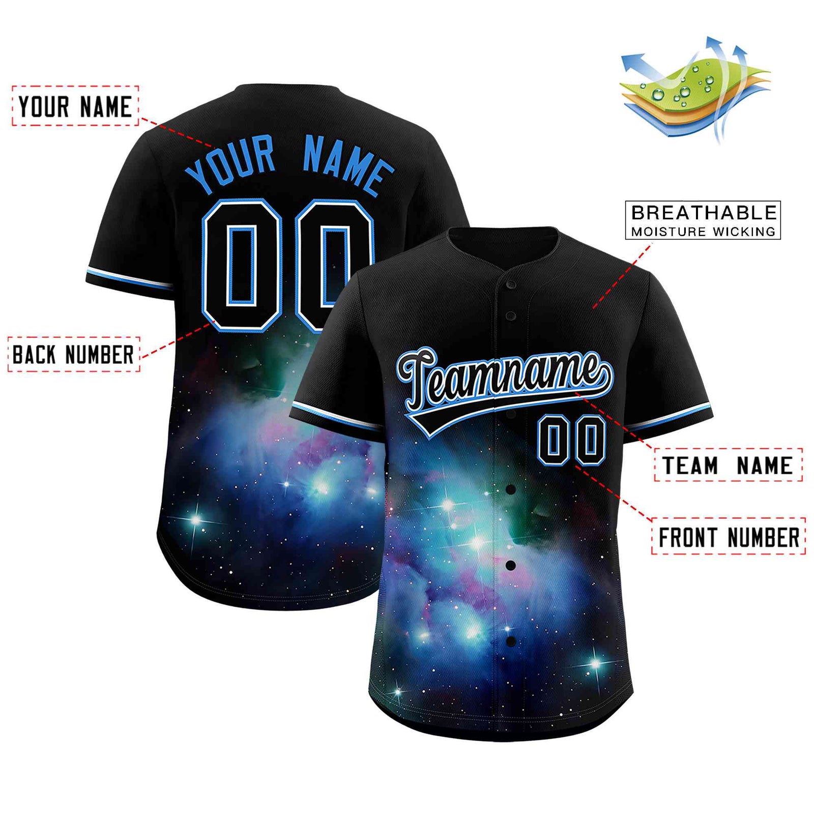 Custom Black Personalized Starburst Pattern Authentic Baseball Jersey