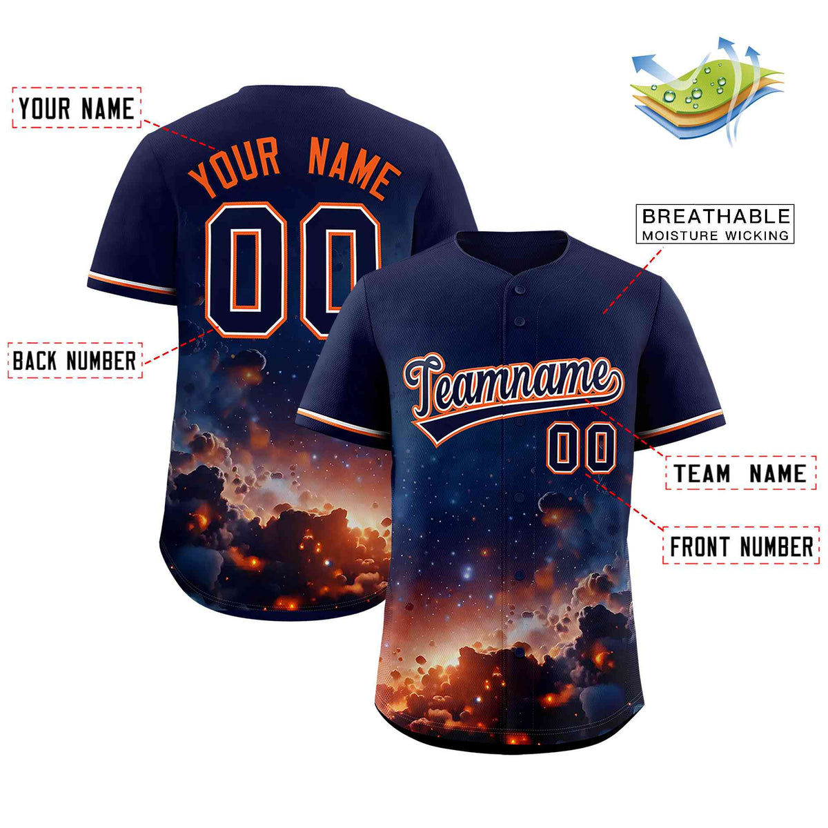 Custom Navy Personalized Starburst Pattern Authentic Baseball Jersey