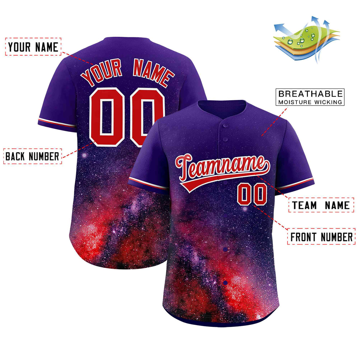Custom Purple Personalized Starburst Pattern Authentic Baseball Jersey