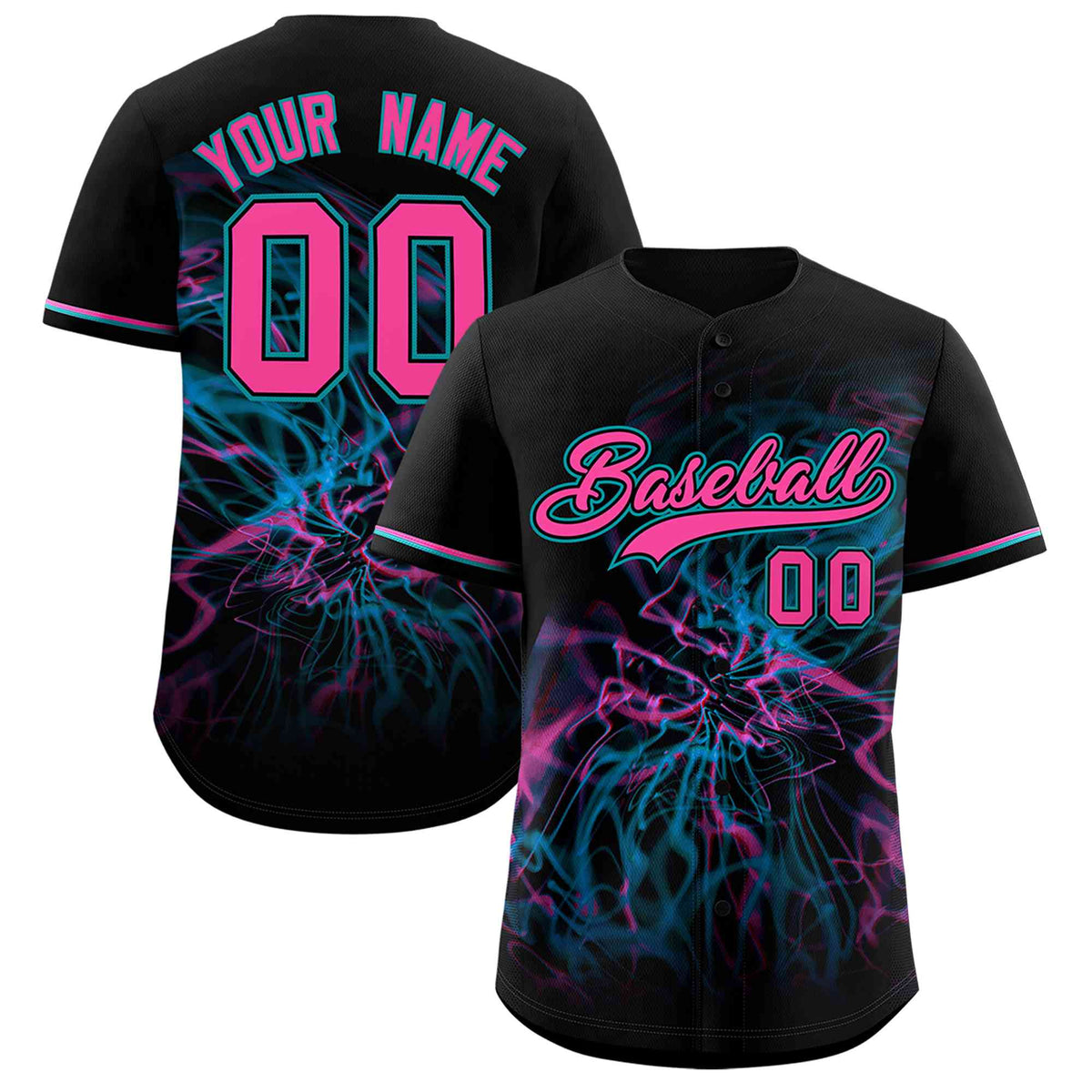 Custom Black Personalized Starburst Pattern Authentic Baseball Jersey