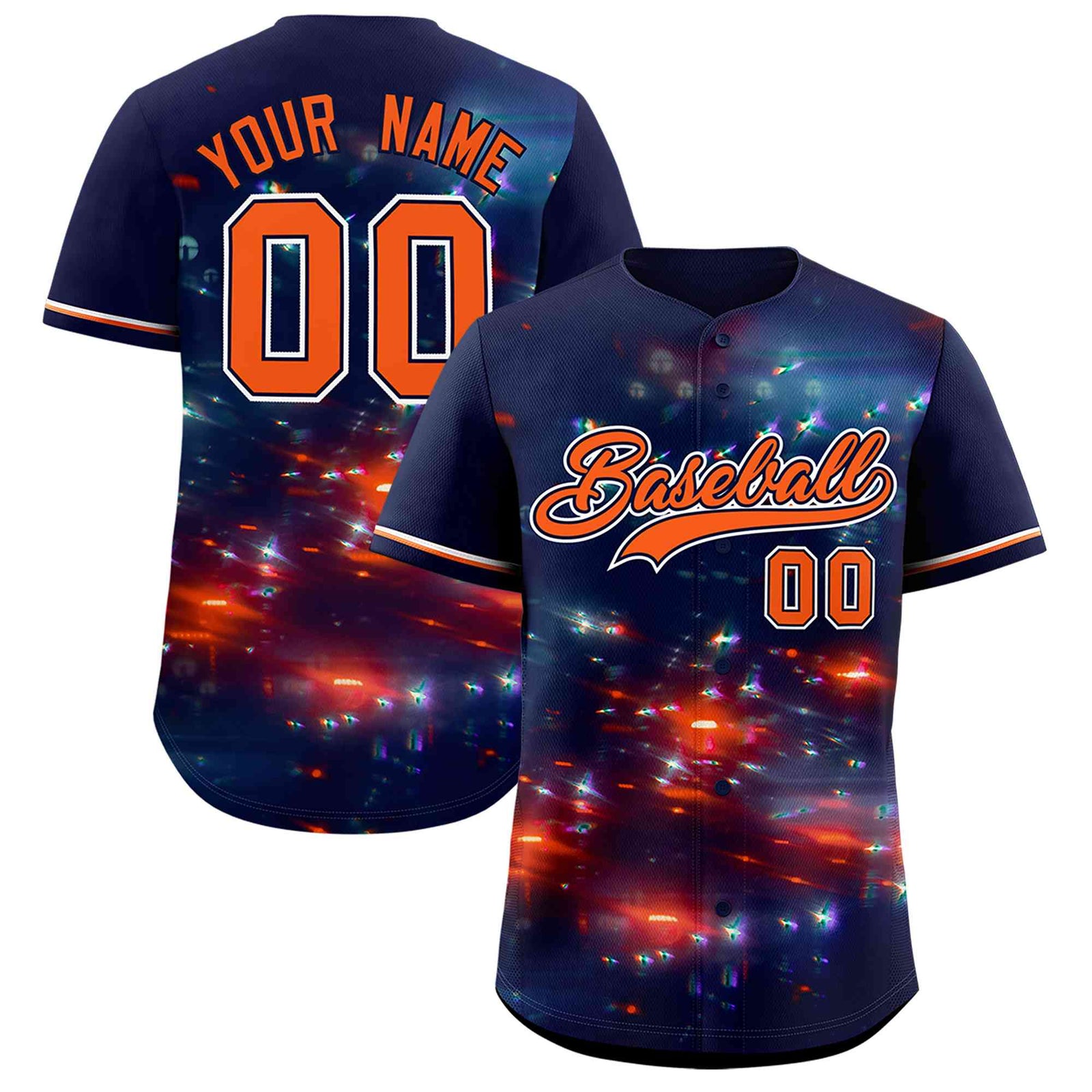 Custom Navy Personalized Starburst Pattern Authentic Baseball Jersey