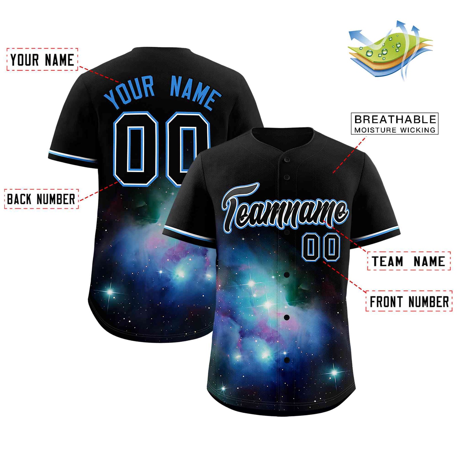 Custom Black Personalized Starburst Pattern Authentic Baseball Jersey