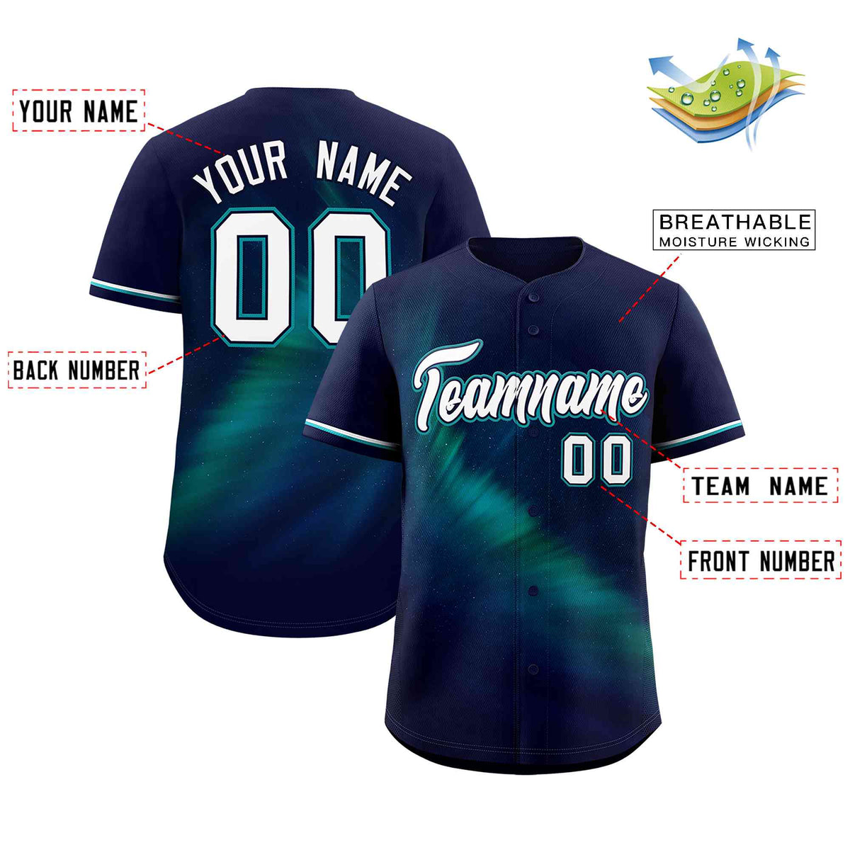 Custom Navy Personalized Starburst Pattern Authentic Baseball Jersey