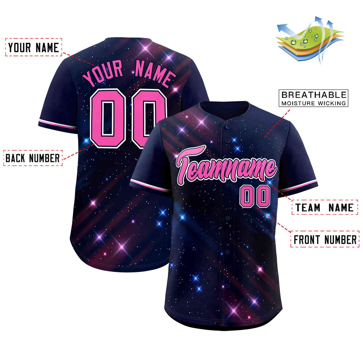 Custom Navy Personalized Starburst Pattern Authentic Baseball Jersey