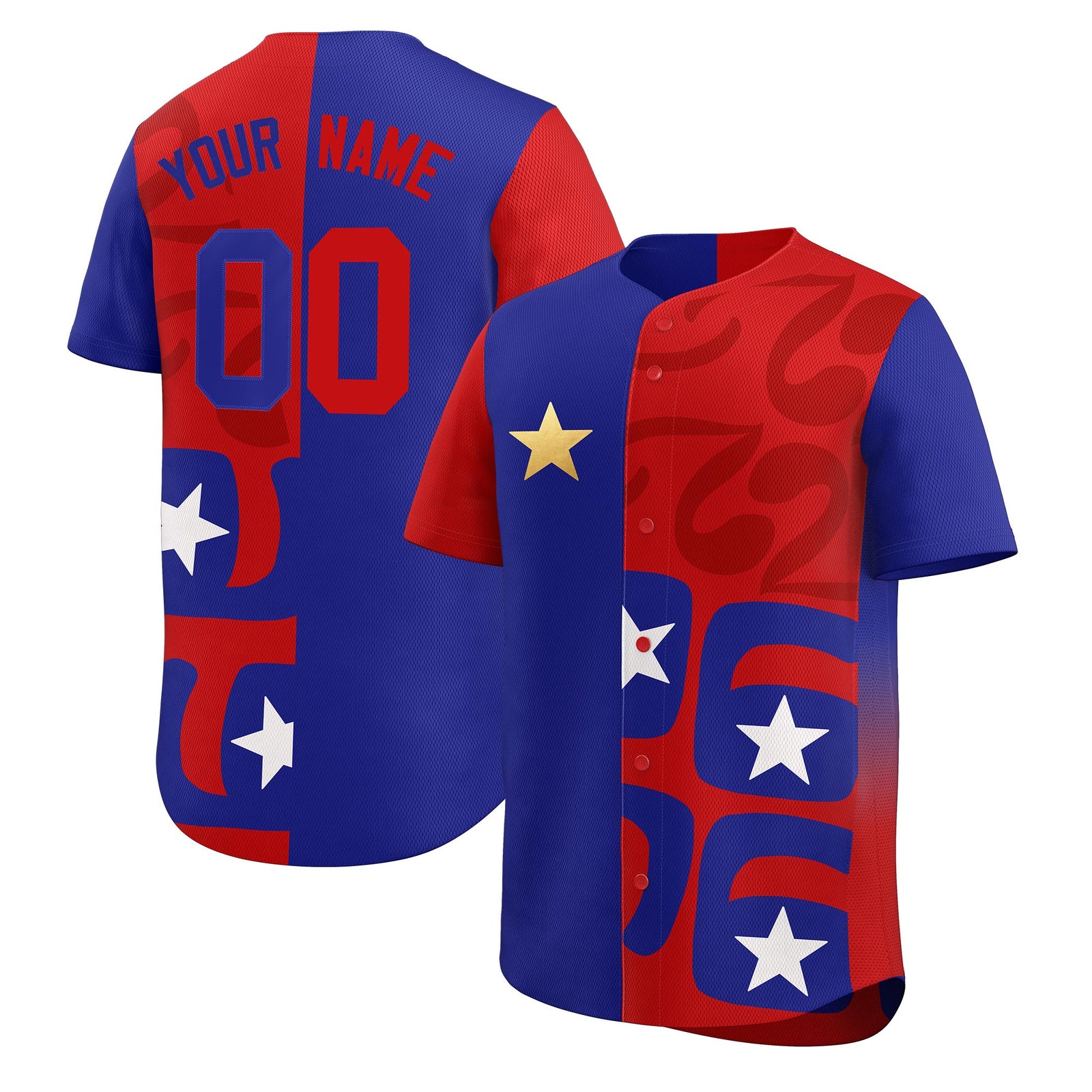 Custom Red Royal Star Graffiti Moisture-Wicking Baseball Jersey| KXKSHOP