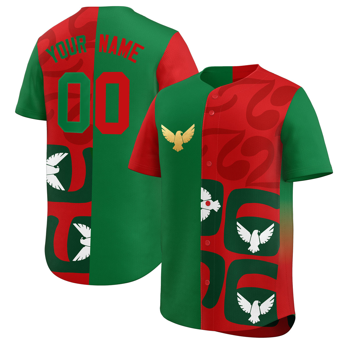 Personalized Red Kelly Green Baseball Jerseys Graffiti World Cup Inspired Style Split Eagle Moisture-Wicking Team Jersey