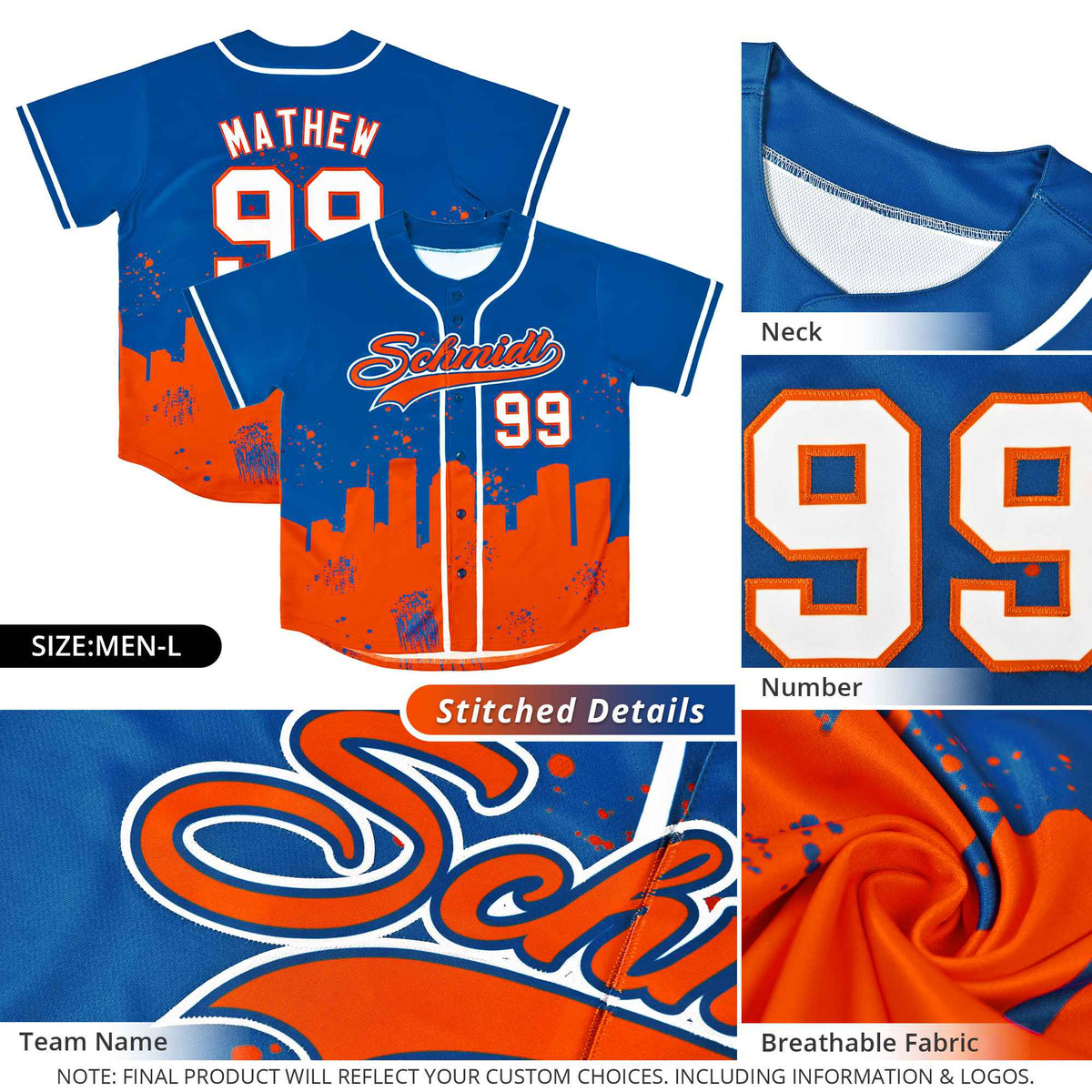 Custom Royal Red Personalized Texas City Nightscape Authentic Baseball Jersey