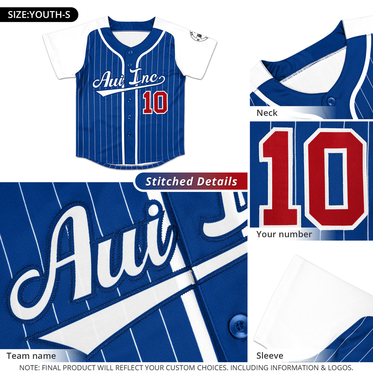 Custom Royal White Stripe Fashion Raglan Sleeves Authentic Baseball Jersey