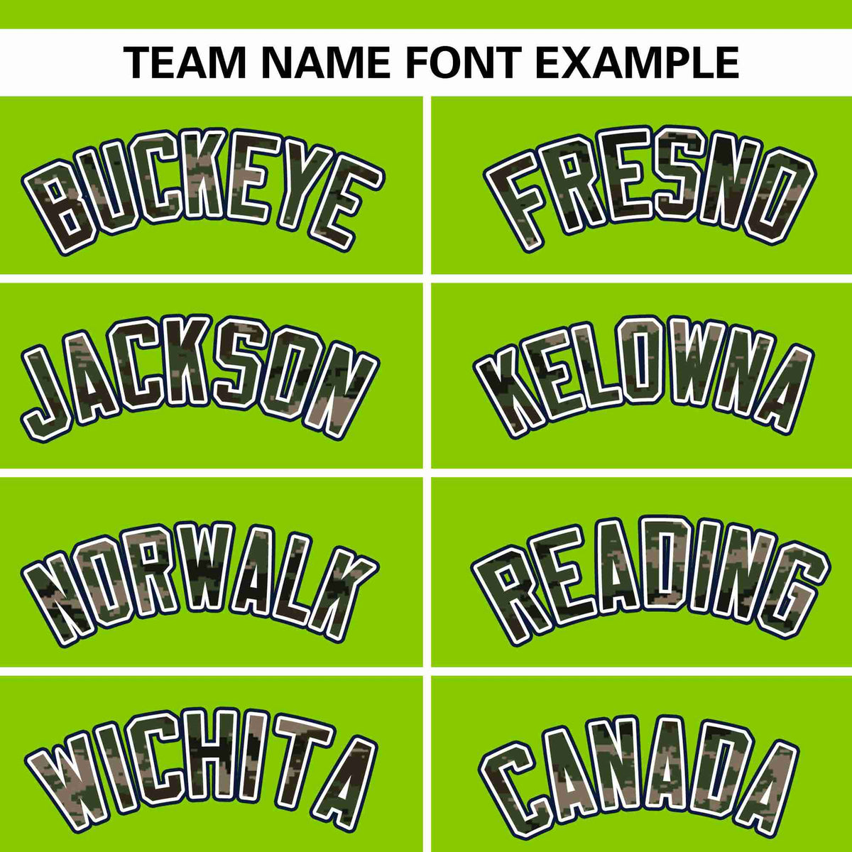 Custom Neon Green Personalized Camo Font Authentic Baseball Jersey