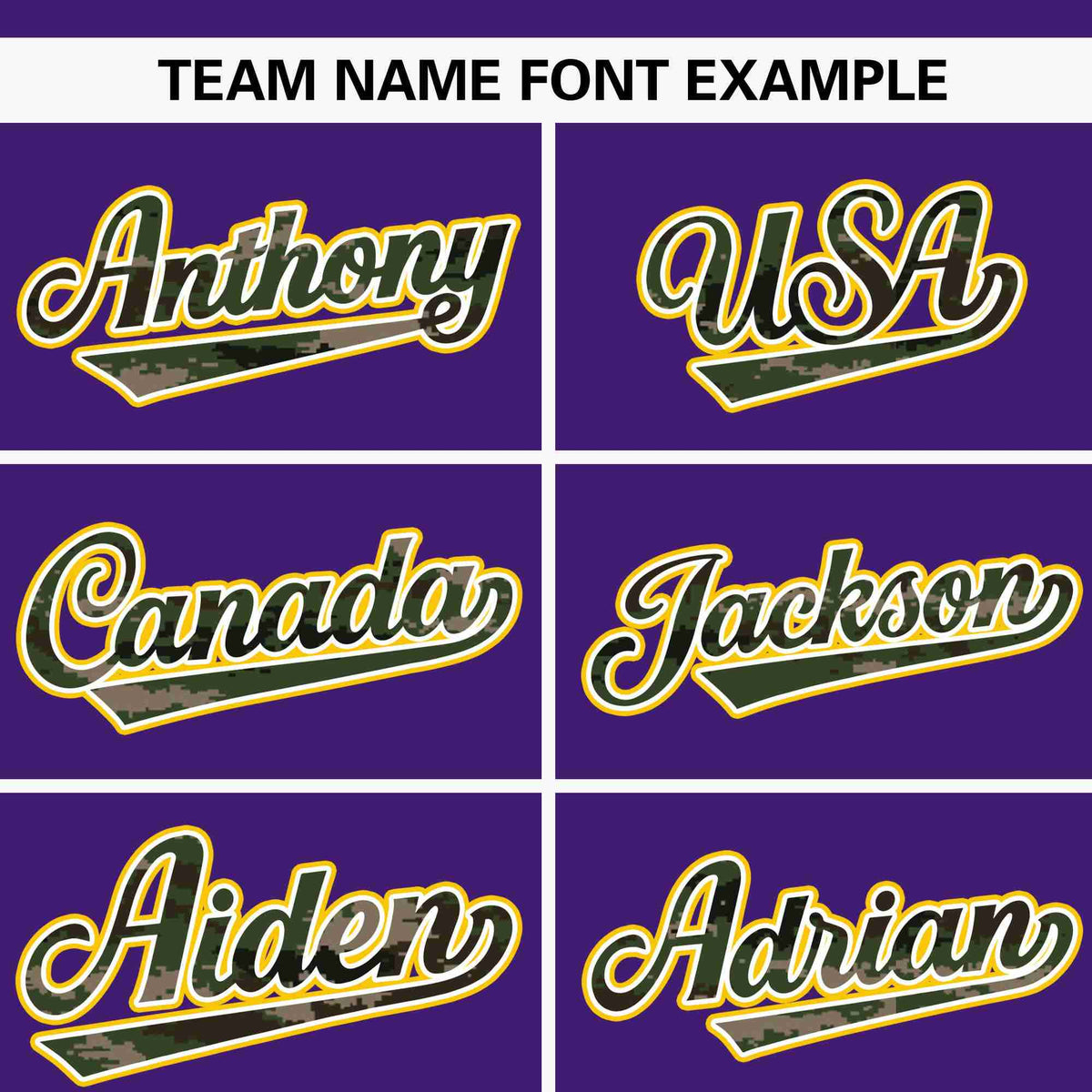 Custom Purple Personalized Camo Font Authentic Baseball Jersey