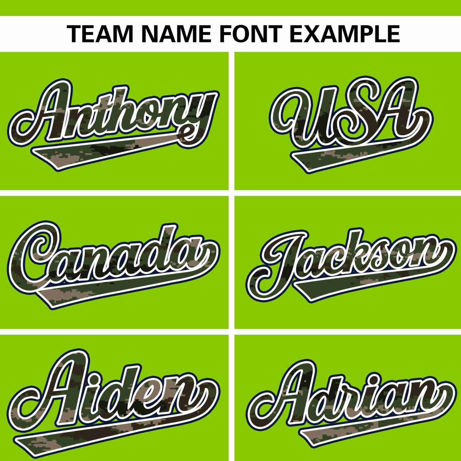 Custom Neon Green Personalized Camo Font Authentic Baseball Jersey