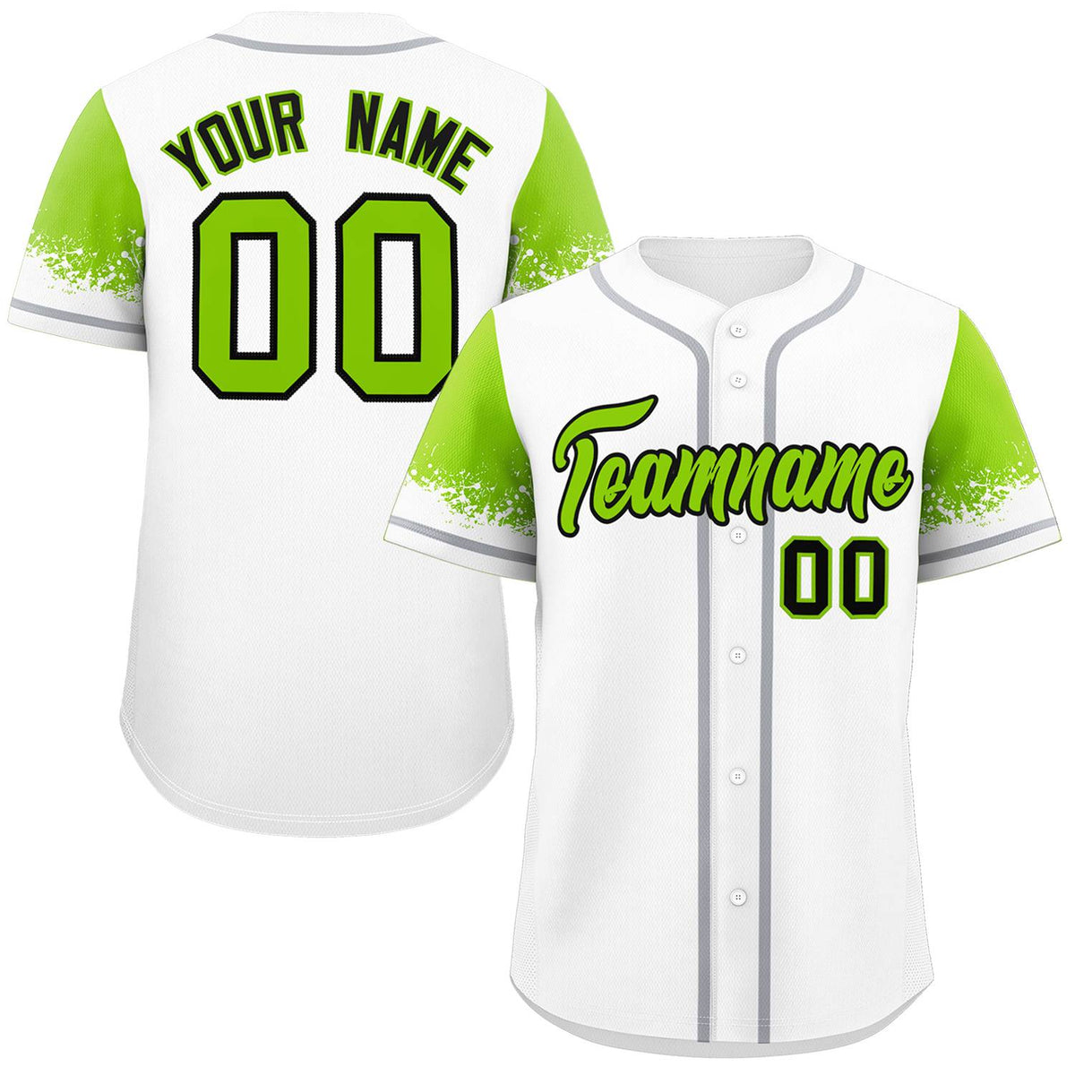 Custom White Neon Green Personalized Raglan Sleeves Design Authentic Baseball Jersey