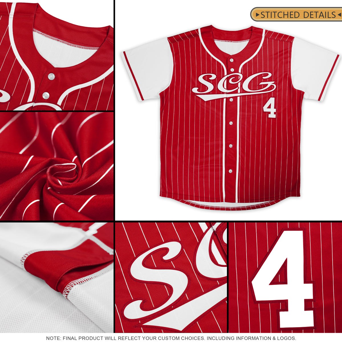 Custom Red White Stripe Fashion Raglan Sleeves Authentic Baseball Jersey