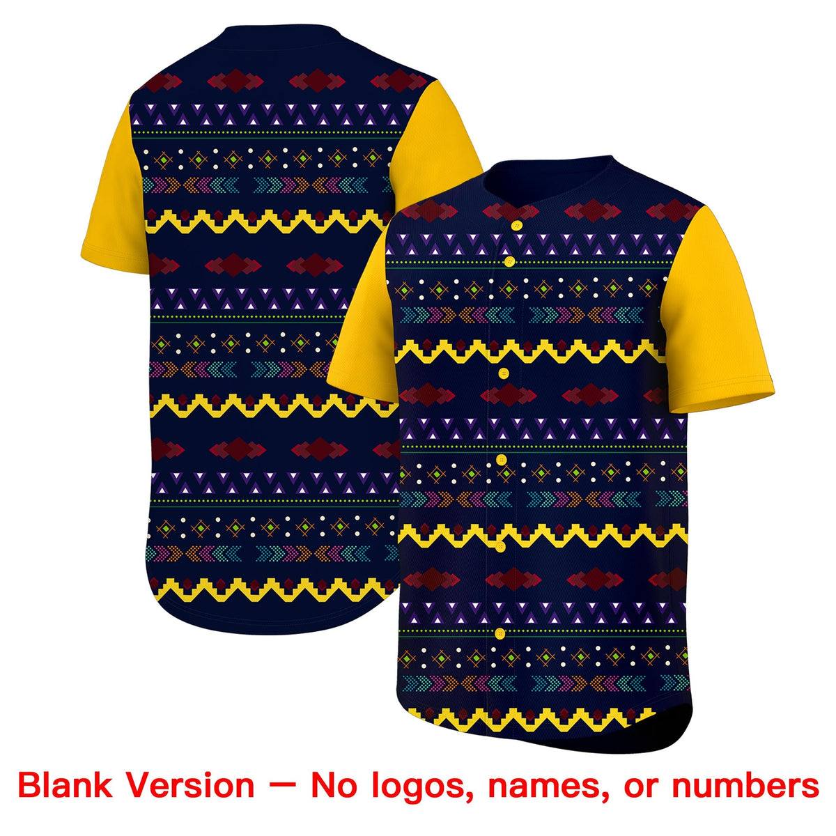 Custom Navy Yellow White Mexican style Lightweight Baseball Jersey| KXKSHOP