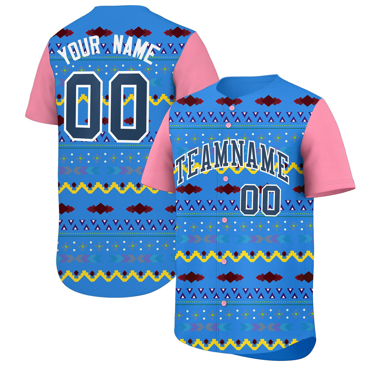 Custom Light Pink White Midnight Blue Mexican style Lightweight Baseball Jersey| KXKSHOP