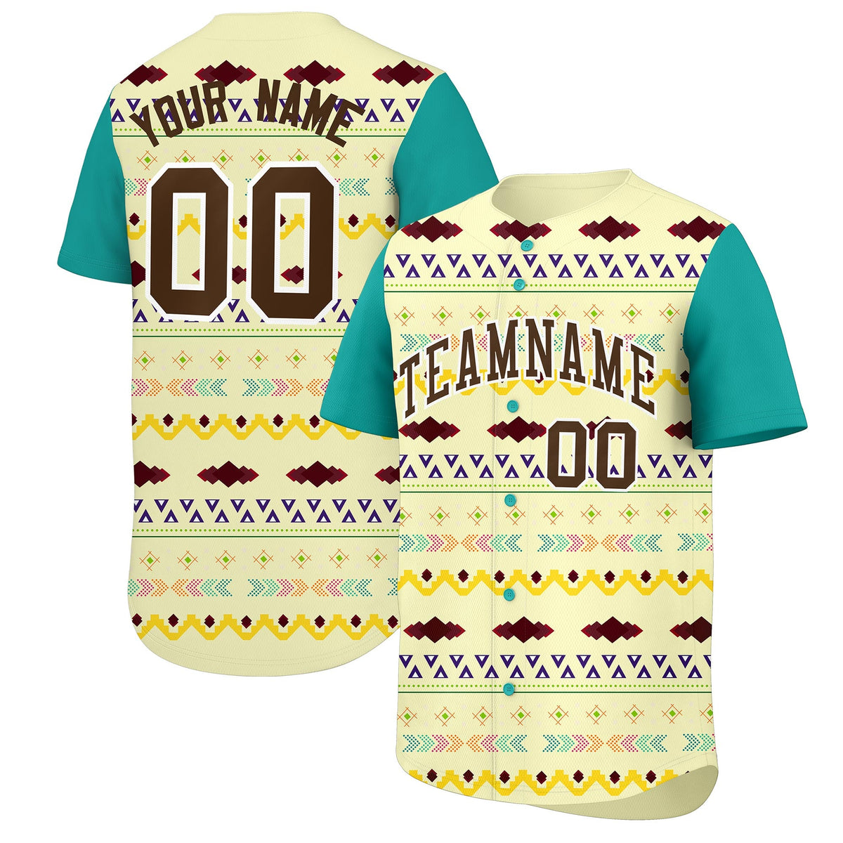 Custom Cream Aqua White Mexican style Stretch Fabric Baseball Jersey| KXKSHOP