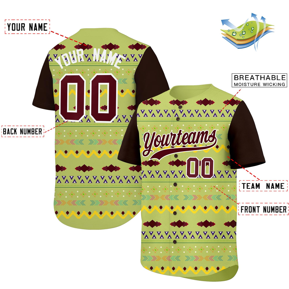 Custom Champagne Brown White Mexican style Lightweight Baseball Jersey| KXKSHOP