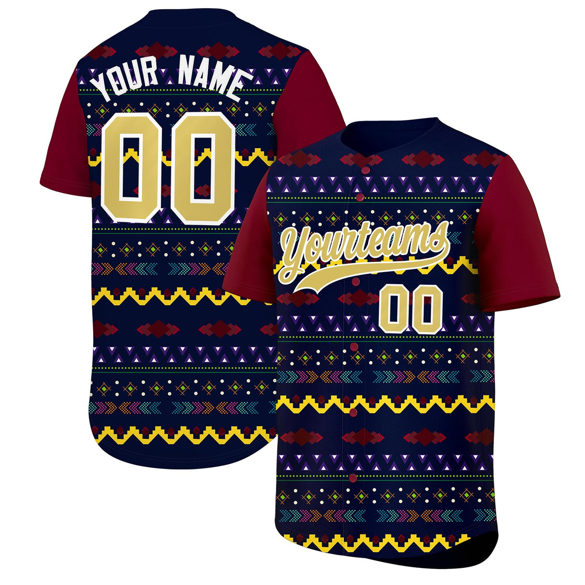 Custom Navy Crimson White Mexican style Breathable Baseball Jersey| KXKSHOP