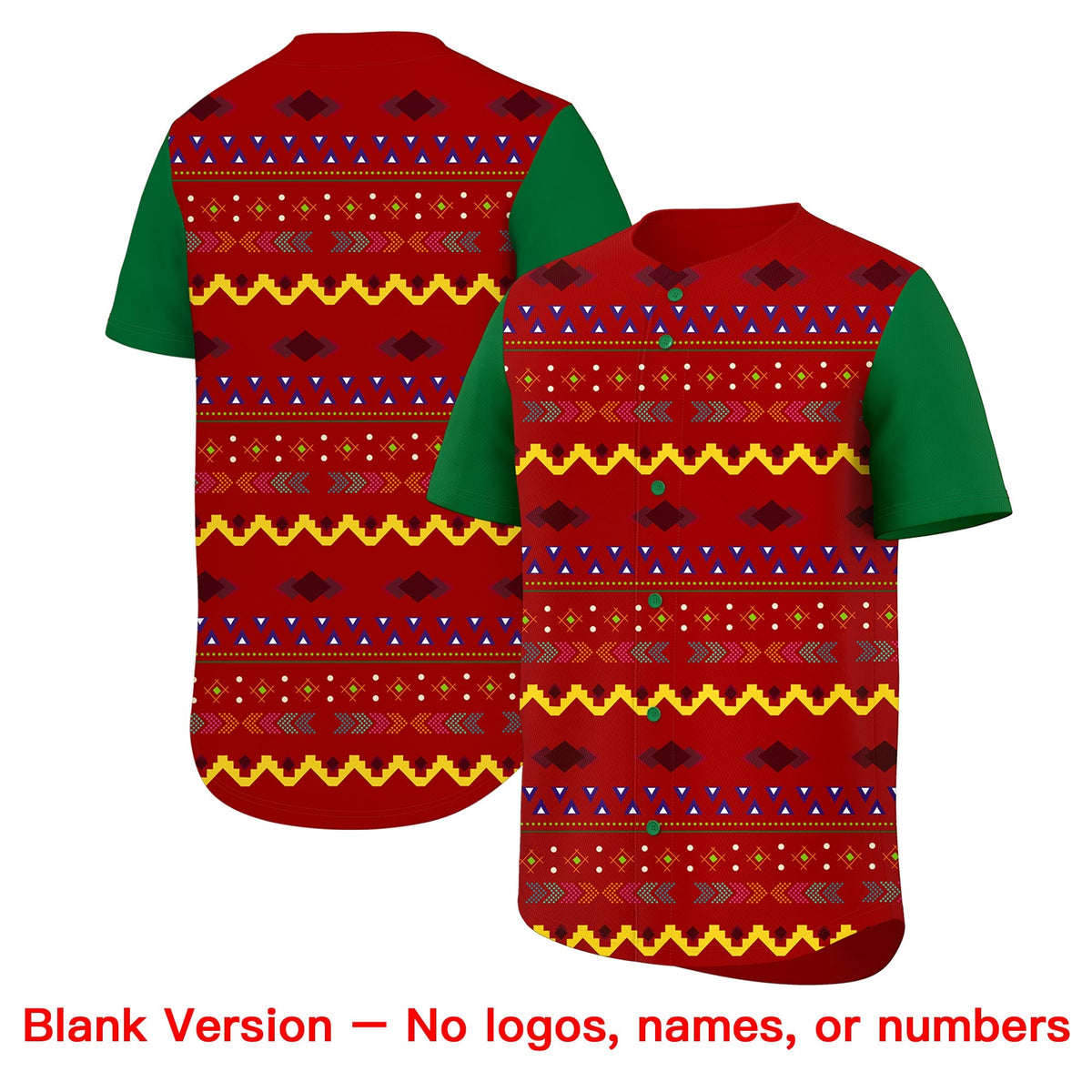 Custom Red Kelly Green White Mexican style Breathable Baseball Jersey| KXKSHOP