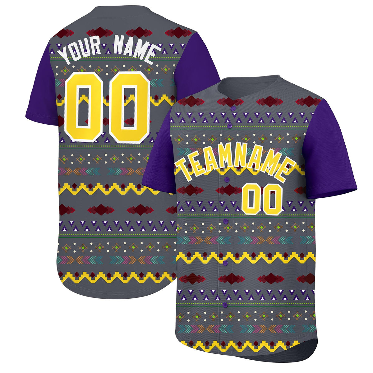 Custom Purple White Gold Mexican style Lightweight Baseball Jersey| KXKSHOP