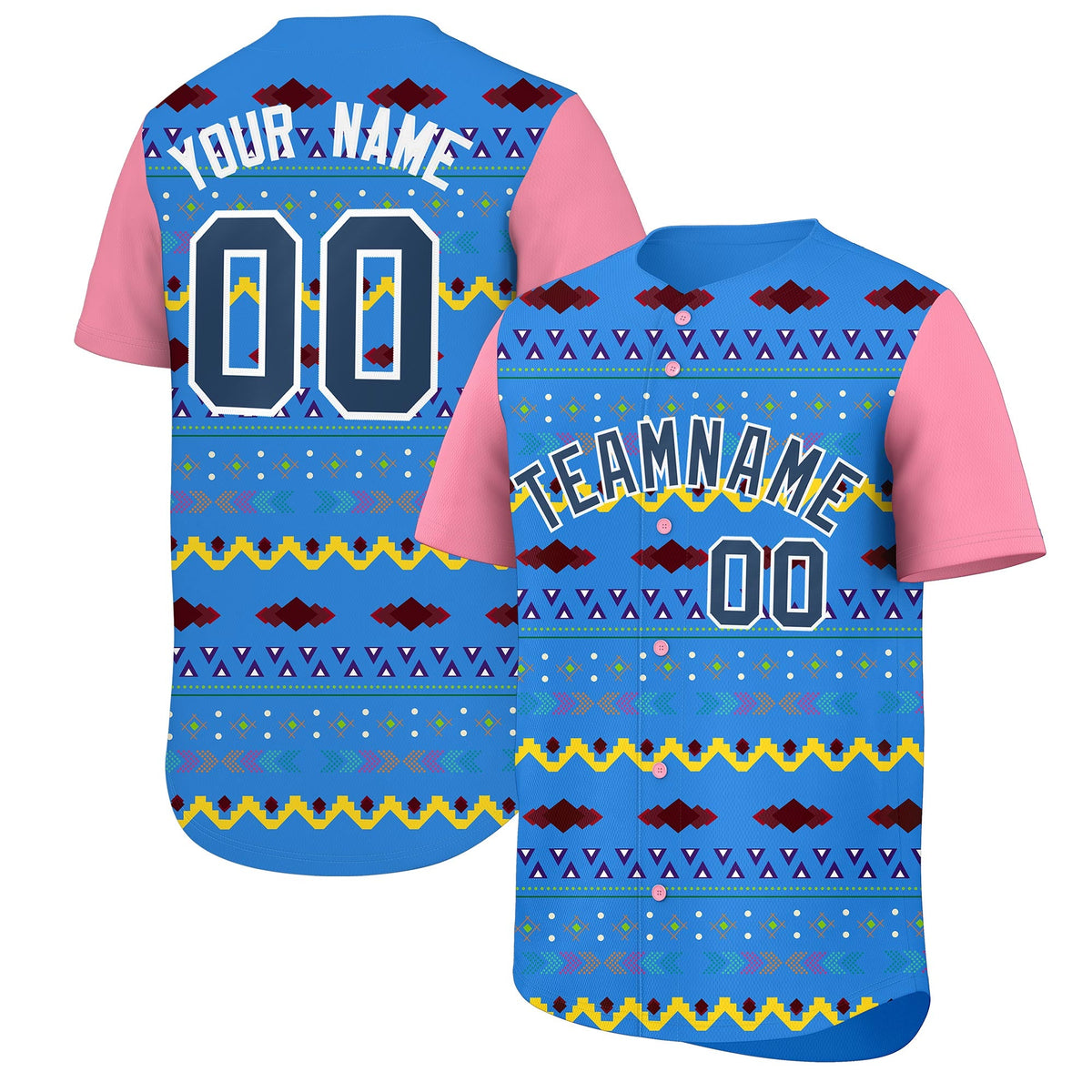Custom Light Pink White Midnight Blue Mexican style Lightweight Baseball Jersey| KXKSHOP