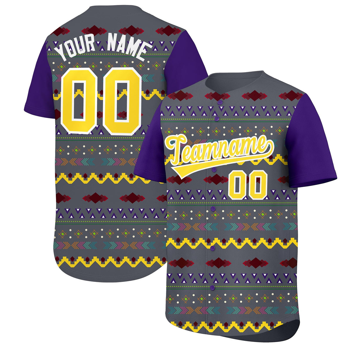 Custom Purple White Gold Mexican style Lightweight Baseball Jersey| KXKSHOP