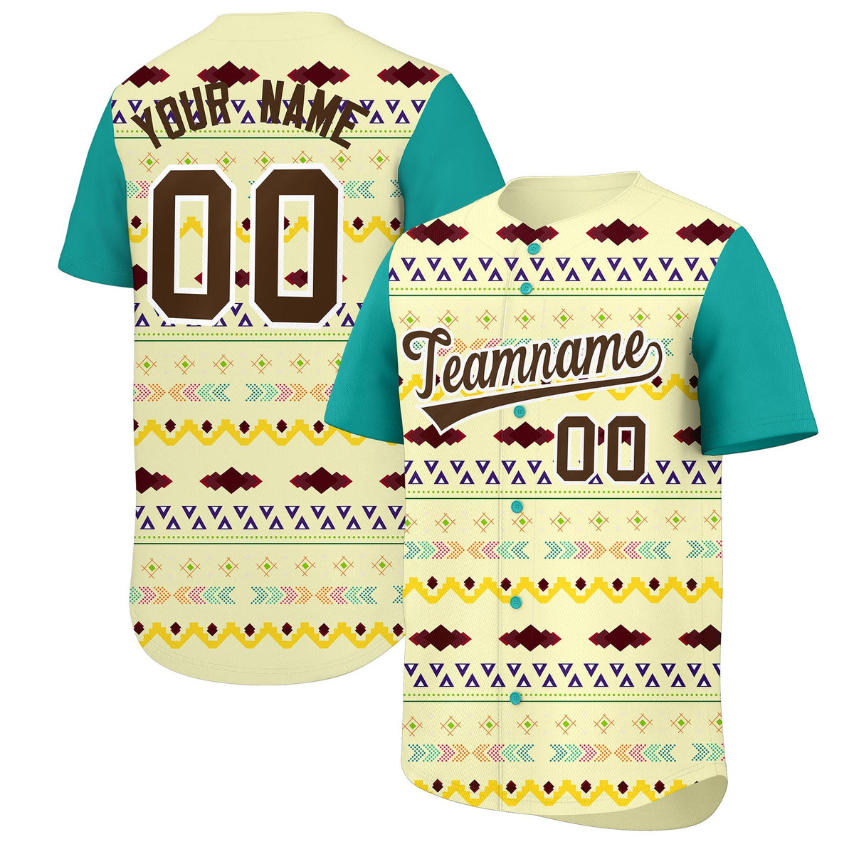 Custom Cream Aqua White Mexican style Stretch Fabric Baseball Jersey| KXKSHOP
