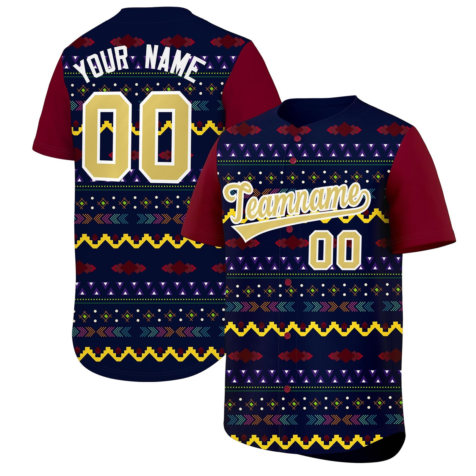 Custom Navy Crimson White Mexican style Breathable Baseball Jersey| KXKSHOP