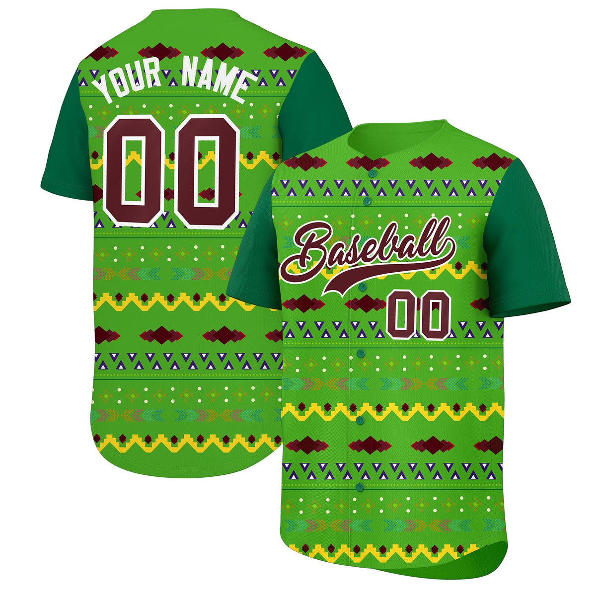 Custom Light Green Kelly Green White Mexican style Stretch Fabric Baseball Jersey| KXKSHOP