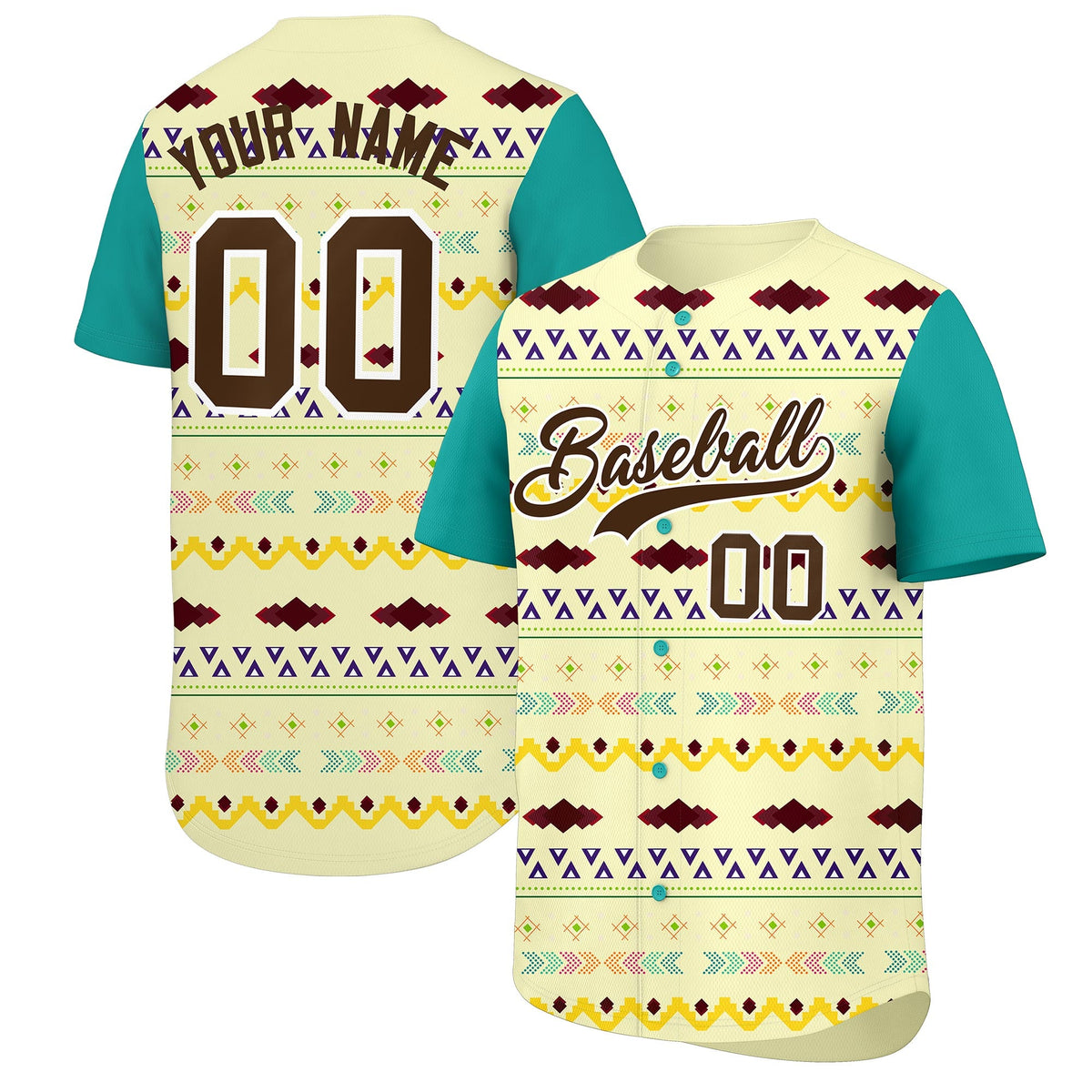 Custom Cream Aqua White Mexican style Stretch Fabric Baseball Jersey| KXKSHOP