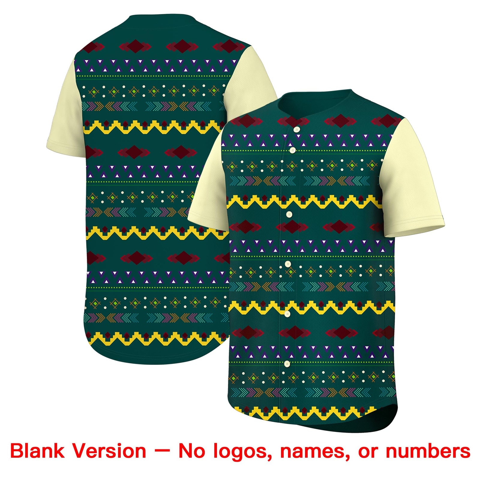 Custom Midnight Green Cream White Mexican style Breathable Baseball Jersey| KXKSHOP