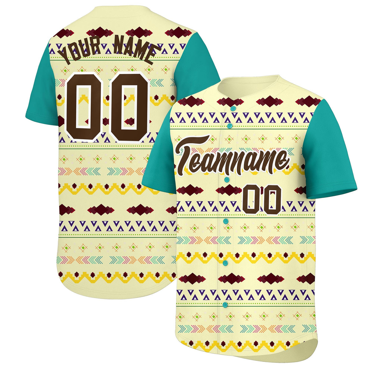 Custom Cream Aqua White Mexican style Stretch Fabric Baseball Jersey| KXKSHOP