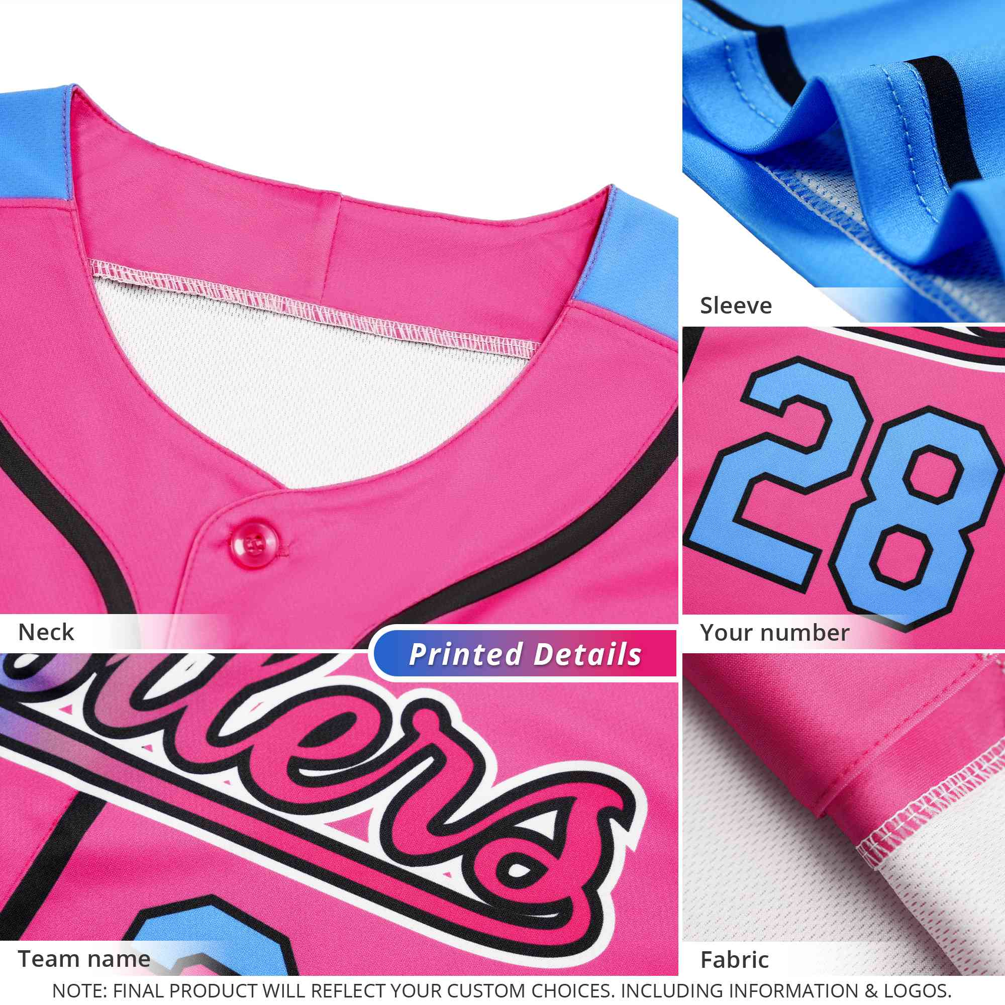 Custom Pink Neon Green Personalized Leopard Graffiti Pattern Side Design Authentic Baseball Jersey
