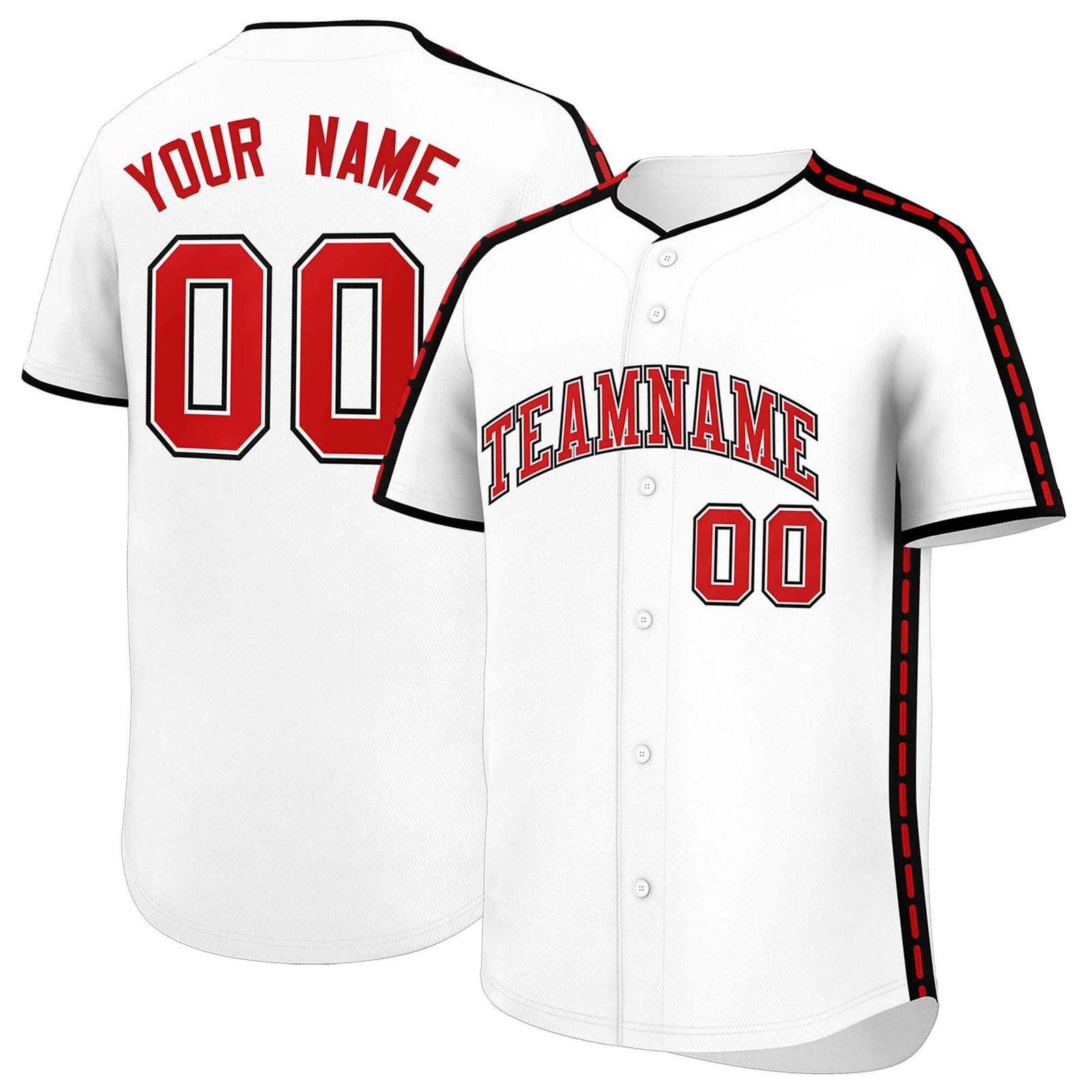 Custom White Black Color Block Personalized Side Dotted Line Authentic Baseball Jersey