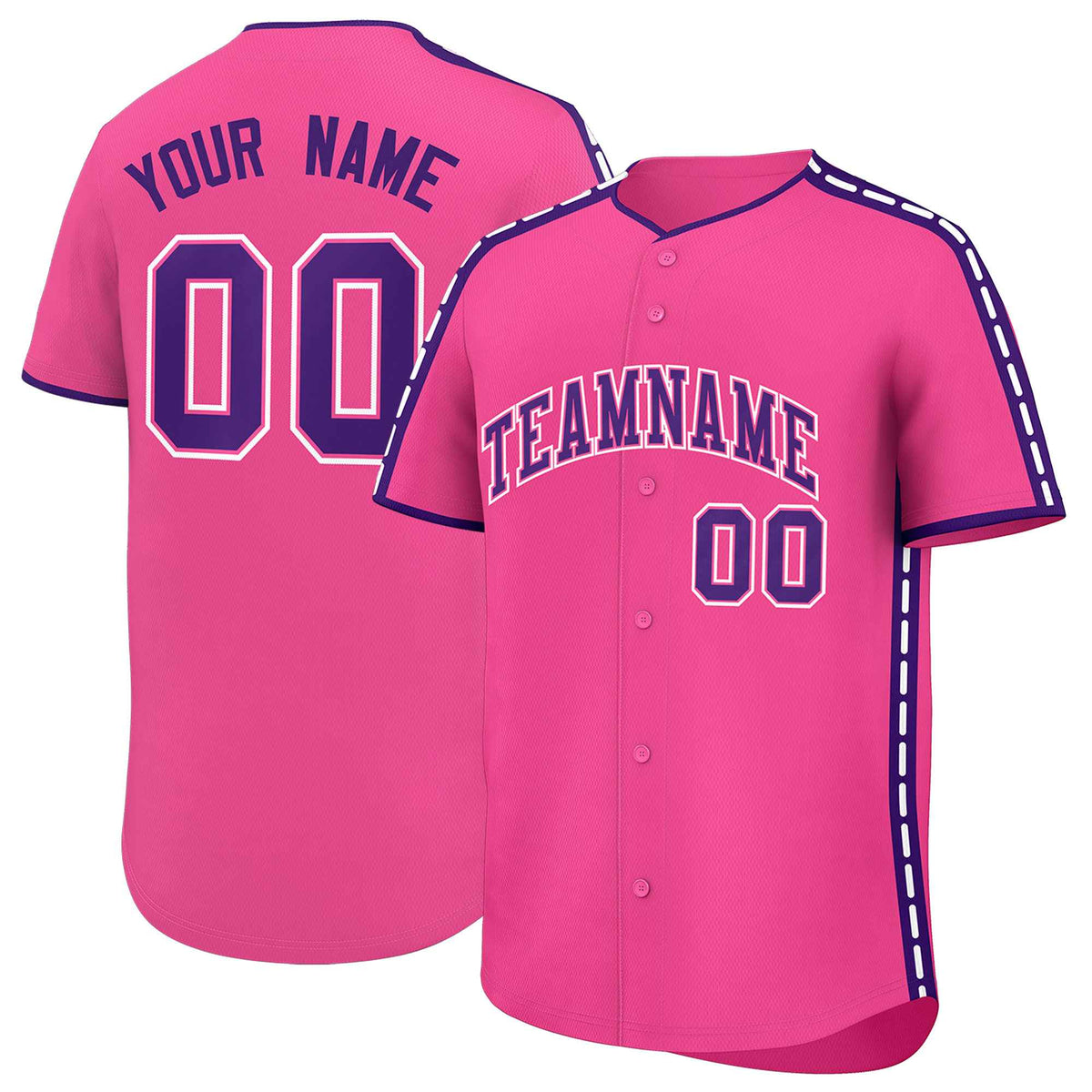 Custom Pink Purple Color Block Personalized Side Dotted Line Authentic Baseball Jersey