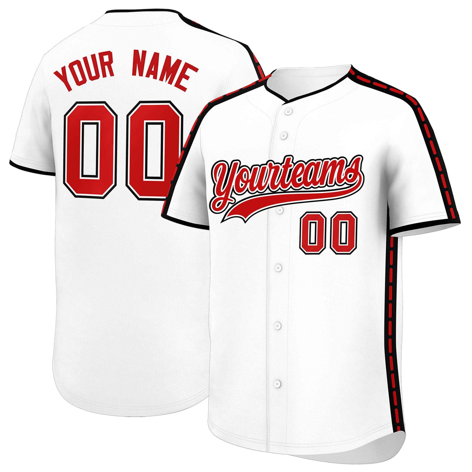 Custom White Black Color Block Personalized Side Dotted Line Authentic Baseball Jersey