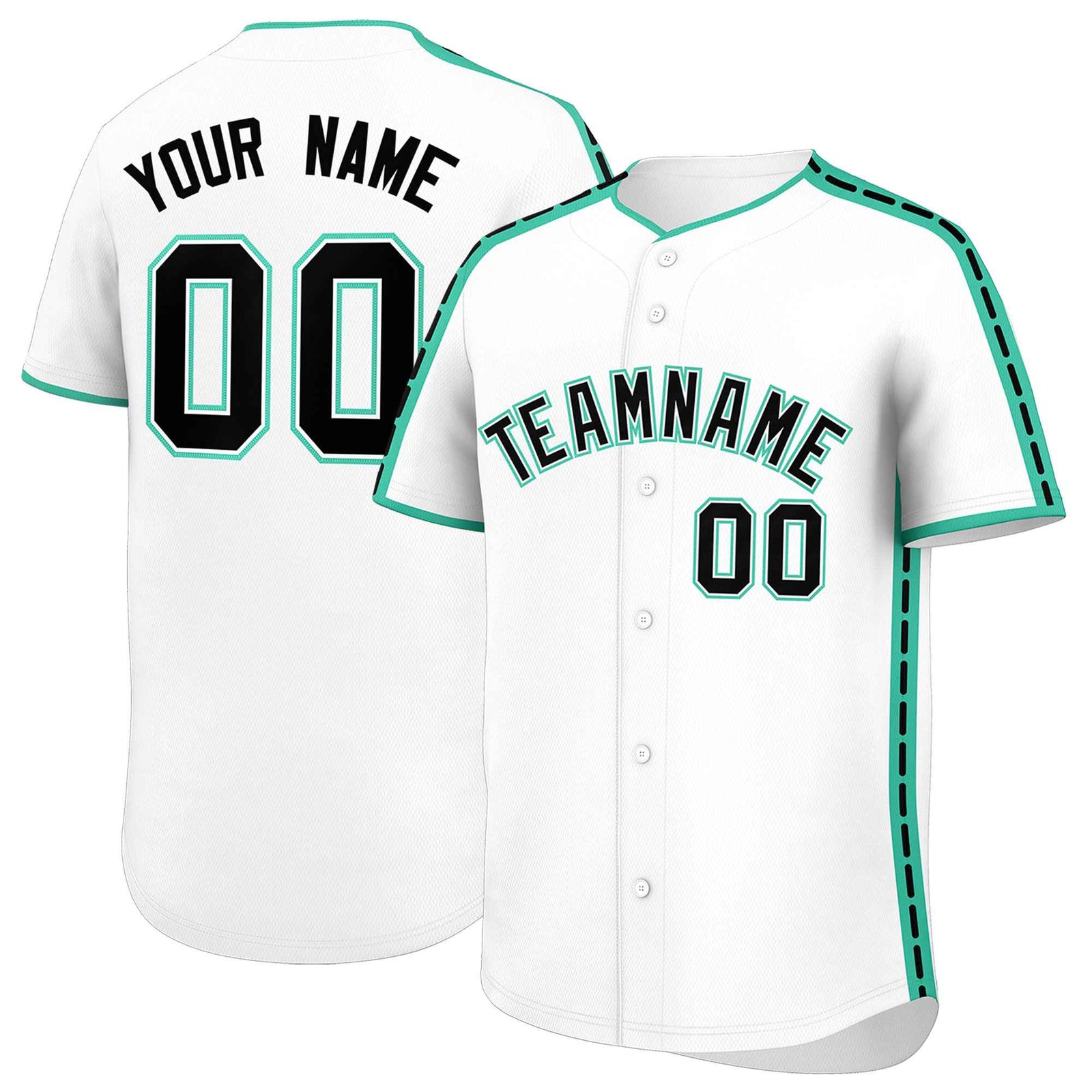 Custom White Bright Green Color Block Personalized Side Dotted Line Authentic Baseball Jersey