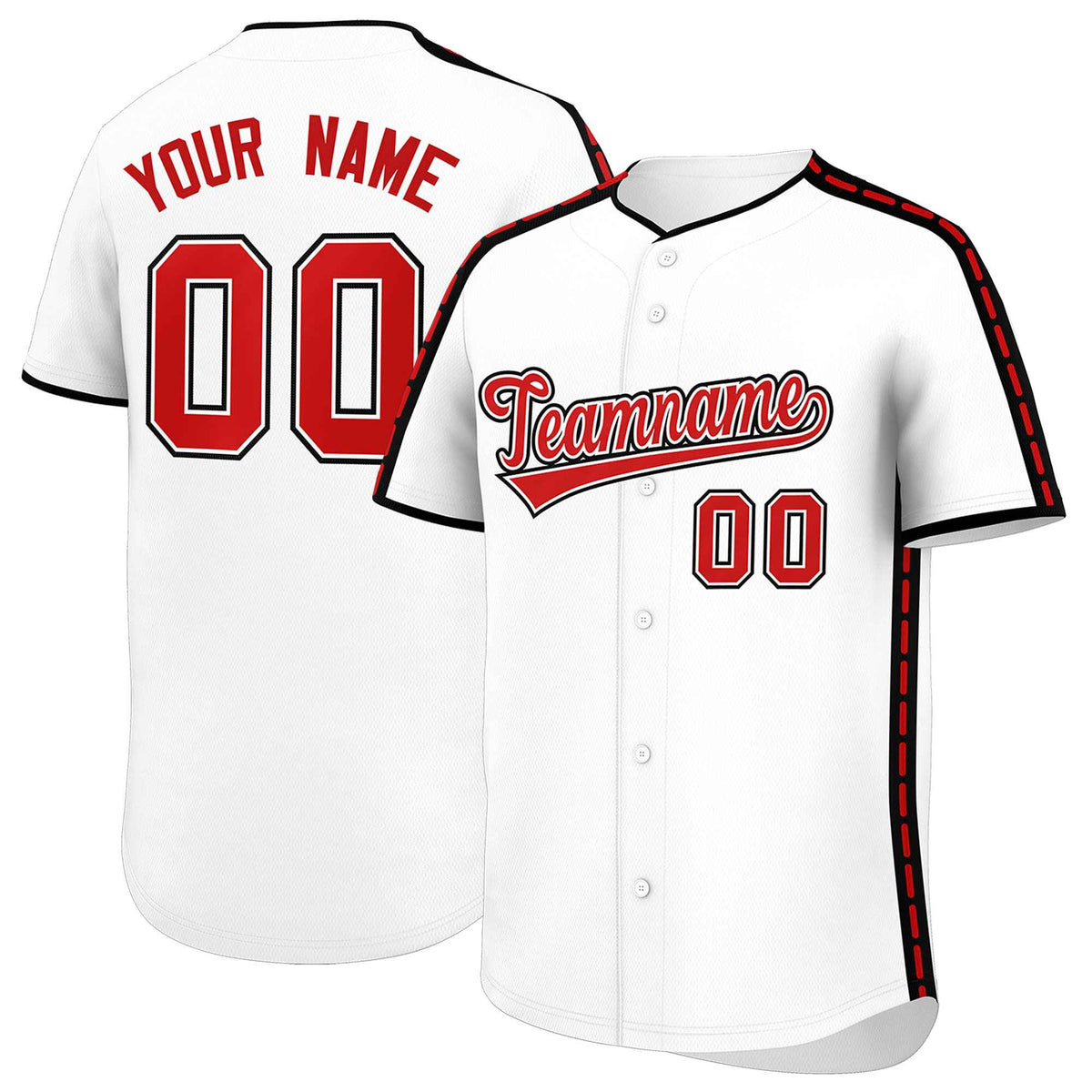 Custom White Black Color Block Personalized Side Dotted Line Authentic Baseball Jersey
