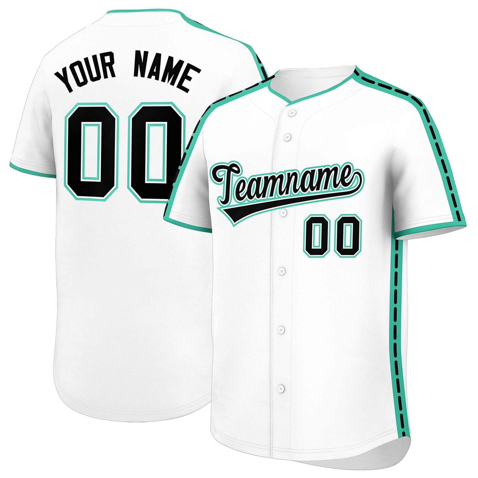 Custom White Bright Green Color Block Personalized Side Dotted Line Authentic Baseball Jersey