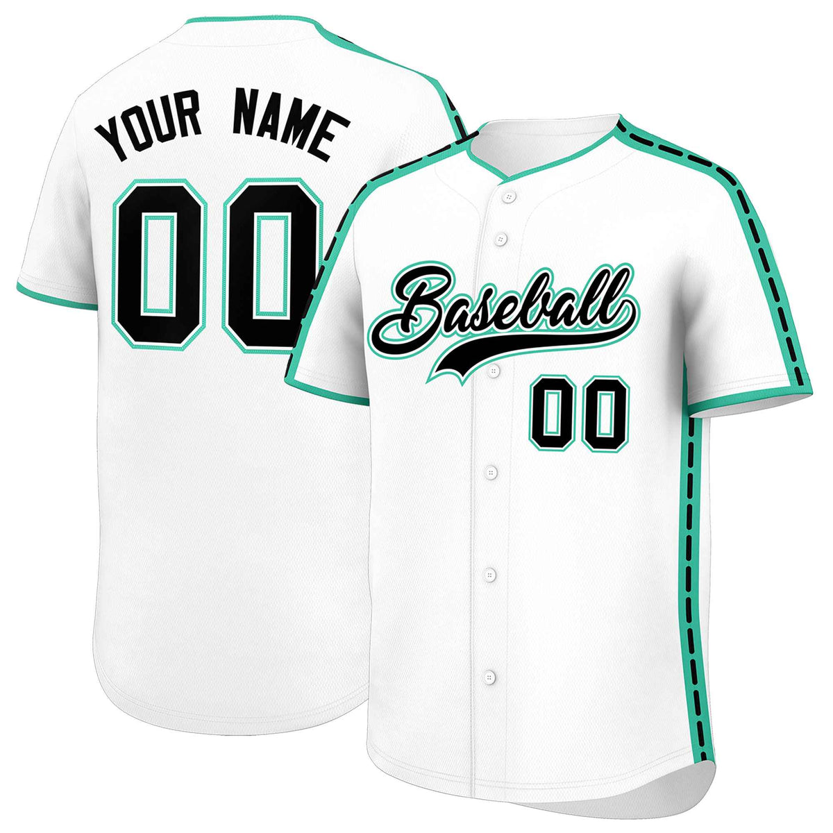 Custom White Bright Green Color Block Personalized Side Dotted Line Authentic Baseball Jersey