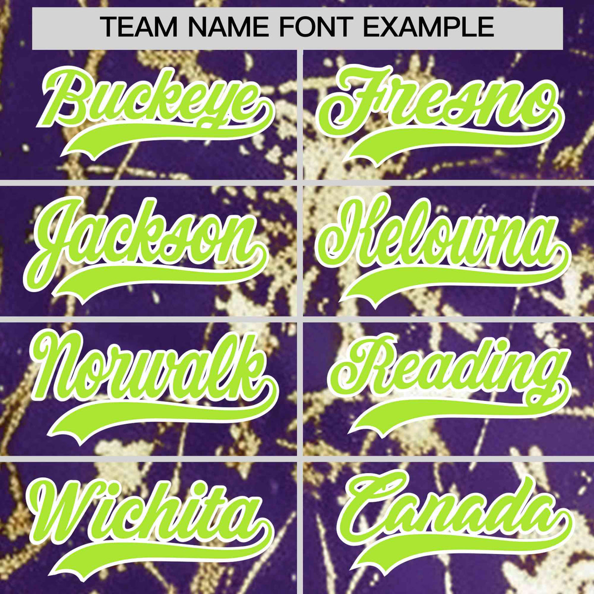Custom Purple Neon Green Metallic Gold Splatter Urban Streetwear Baseball Jersey