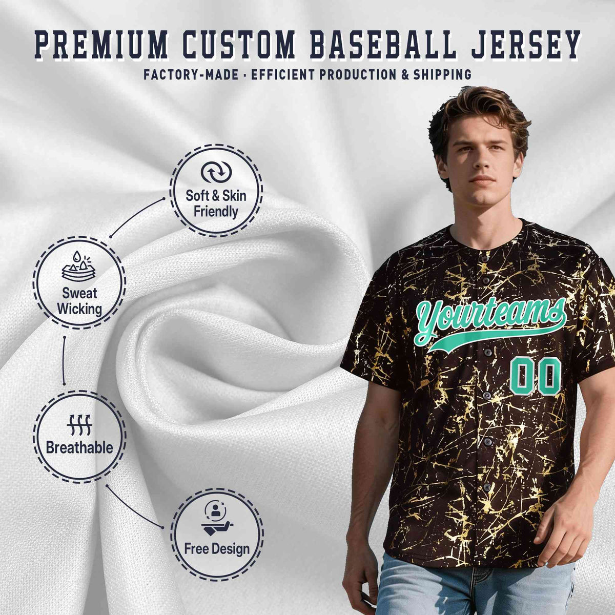 Custom Crimson Bright Green Metallic Gold Splatter Urban Streetwear Baseball Jersey